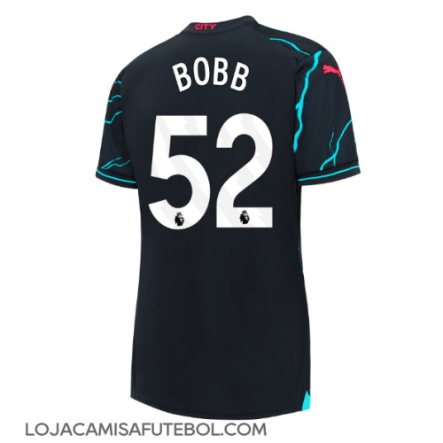 Camisa de Futebol Manchester City Oscar Bobb #52 Equipamento Alternativo Mulheres 2023-24 Manga Curta